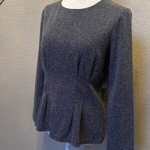 Elegant Blue & White Women's long sleeve Peplum Top. Banana Republic size M.